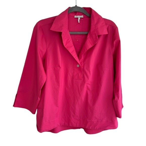 Hinson Wu Aileen 3/4 Sleeve Button Back Top 6 Magenta Pink - Picture 1 of 9